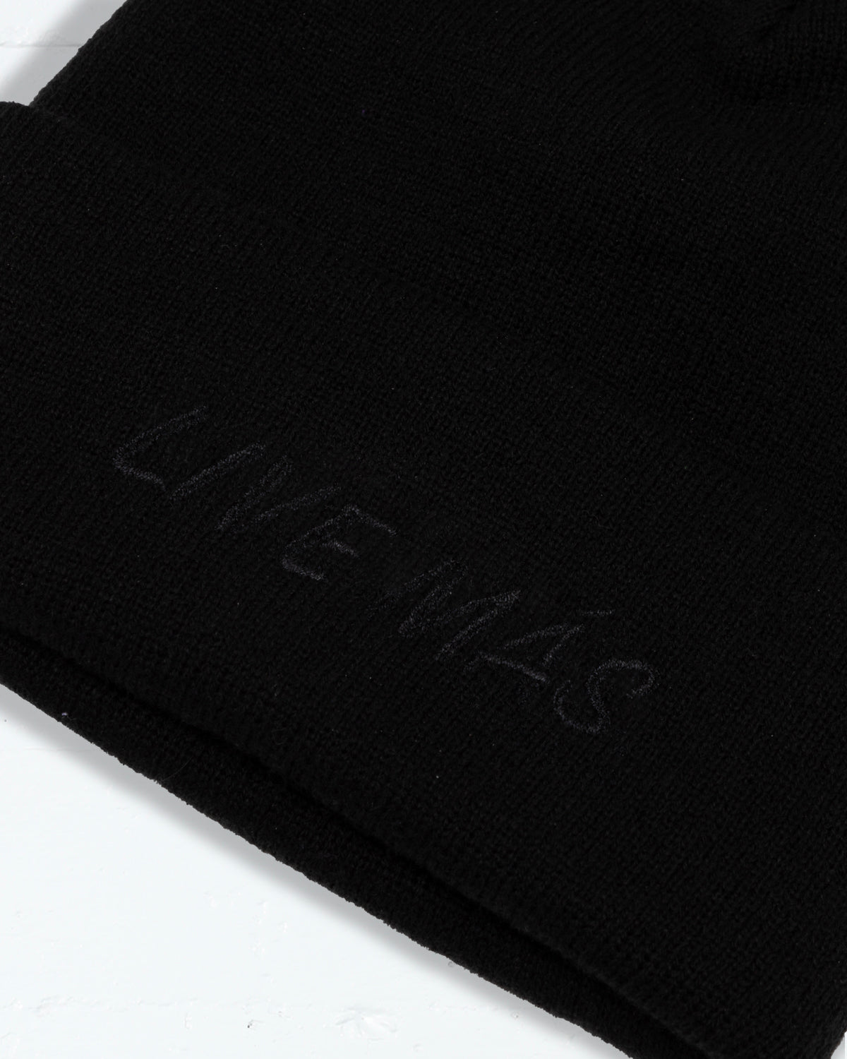 Embroidered Black Beanie