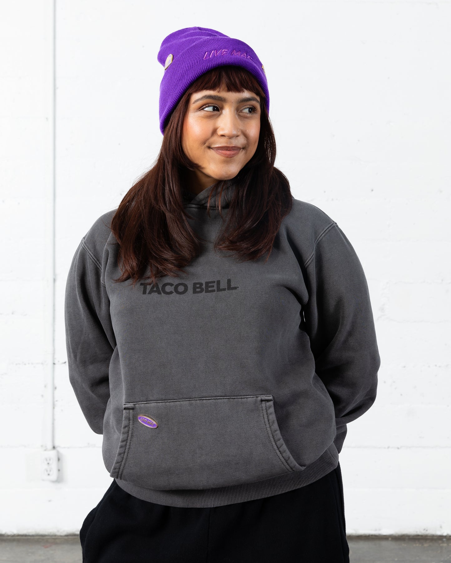 Embroidered Purple Beanie