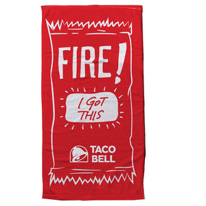 Fire Sauce Packet Beach Towel Mobile View